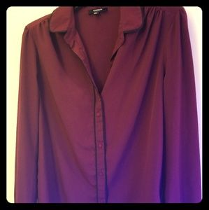 Button up blouse, Maroon with black details
